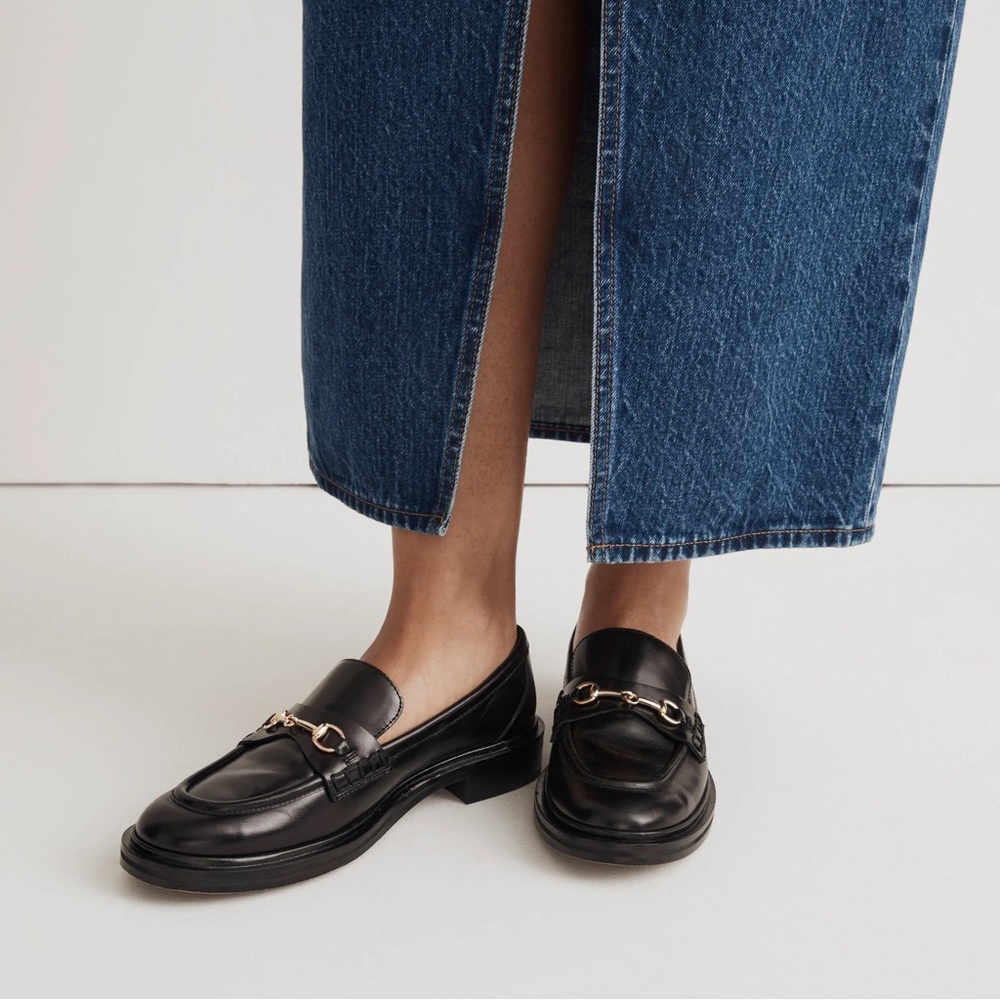 Madewell Loafers Womens 8 Black Leather Vernon Bit Hardware Slip On
